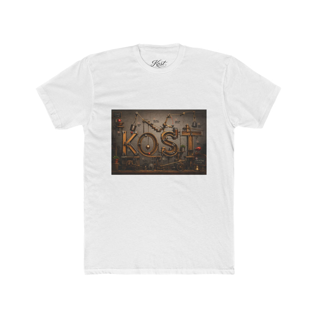Retro Industrial 'KOST' Graphic Tee — Vintage Steampunk Lettering Shirt