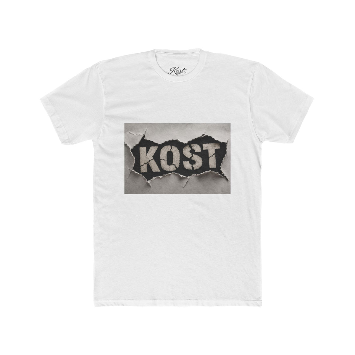 KOST Graphic T-Shirt – Distressed Black and White Streetwear Tee
