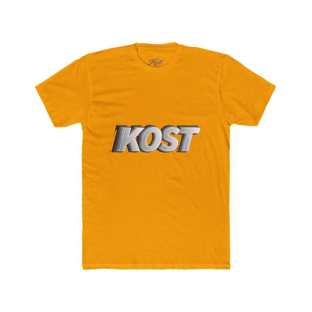 KOST 3D Metallic Logo Tee — White Graphic Crewneck T-Shirt