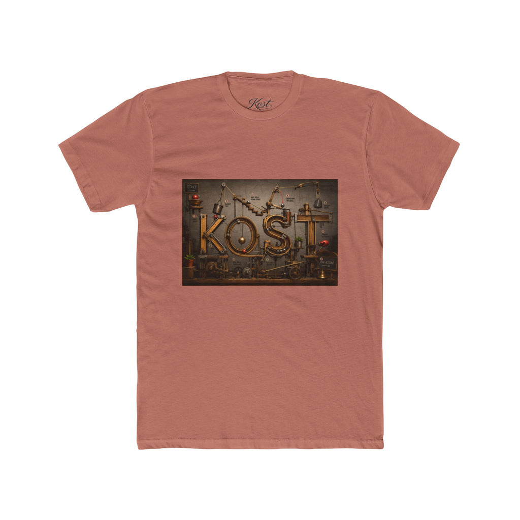 Retro Industrial 'KOST' Graphic Tee — Vintage Steampunk Lettering Shirt