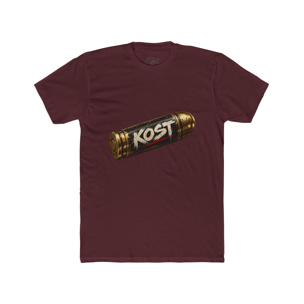 Bullet Logo T‑Shirt — "KOST" Vintage Brass Bullet Graphic