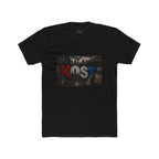 KOST Vintage Band Tee — Distressed Red, White & Blue Music Graphic