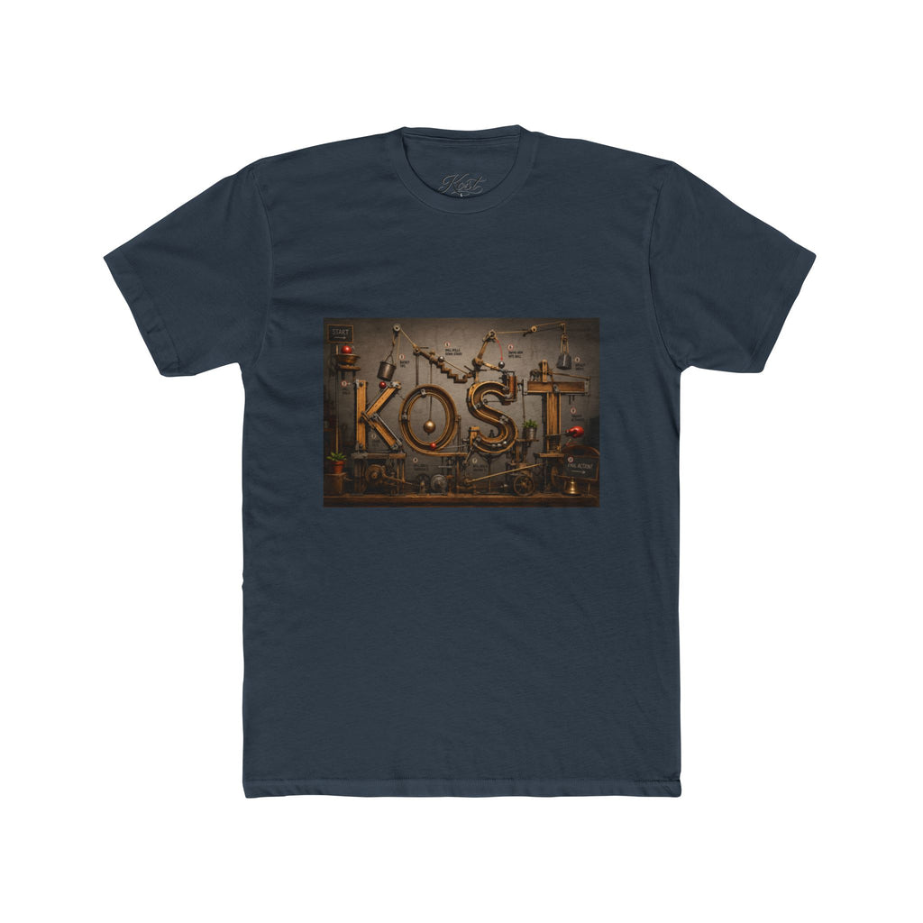 Retro Industrial 'KOST' Graphic Tee — Vintage Steampunk Lettering Shirt