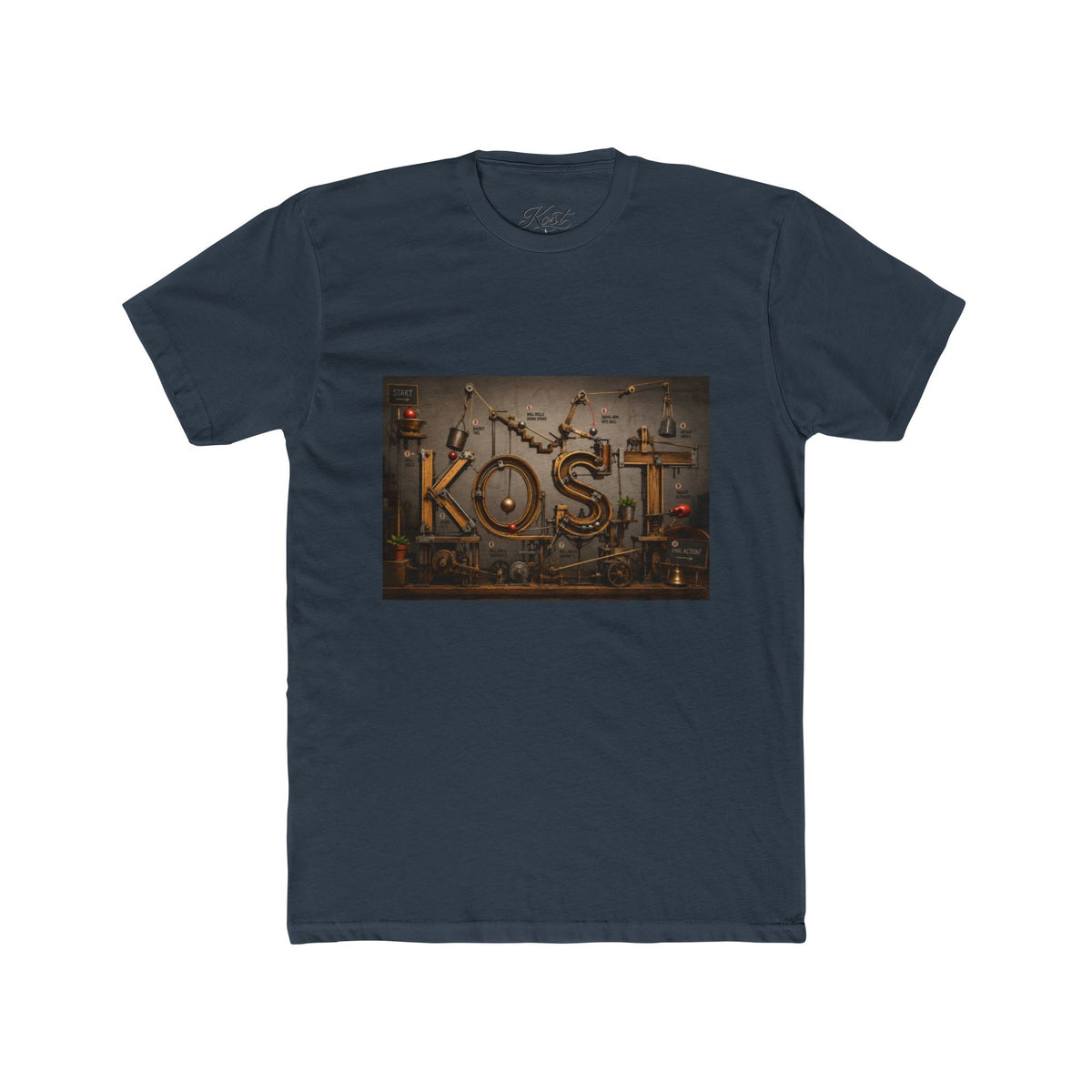 Retro Industrial 'KOST' Graphic Tee — Vintage Steampunk Lettering Shirt