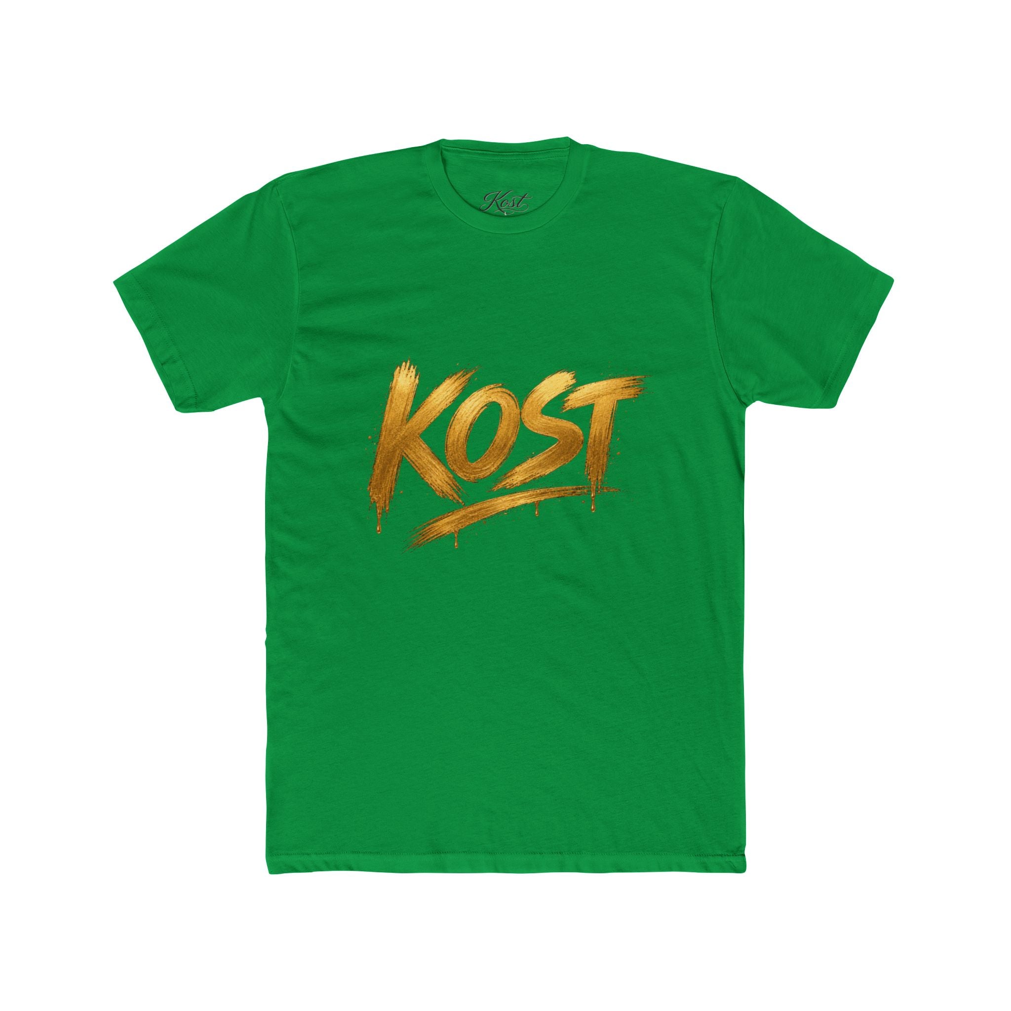 KOST Gold Script T‑Shirt — Streetwear Graphic Tee with Metallic Brush Lettering