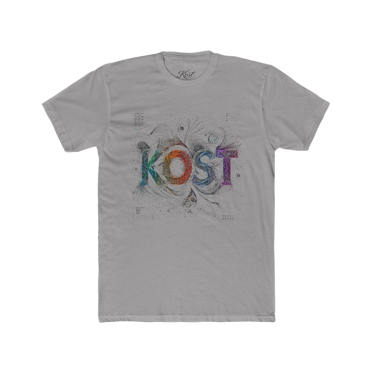 KOST Graphic Tee — Colorful Abstract Lettering Cotton T‑Shirt