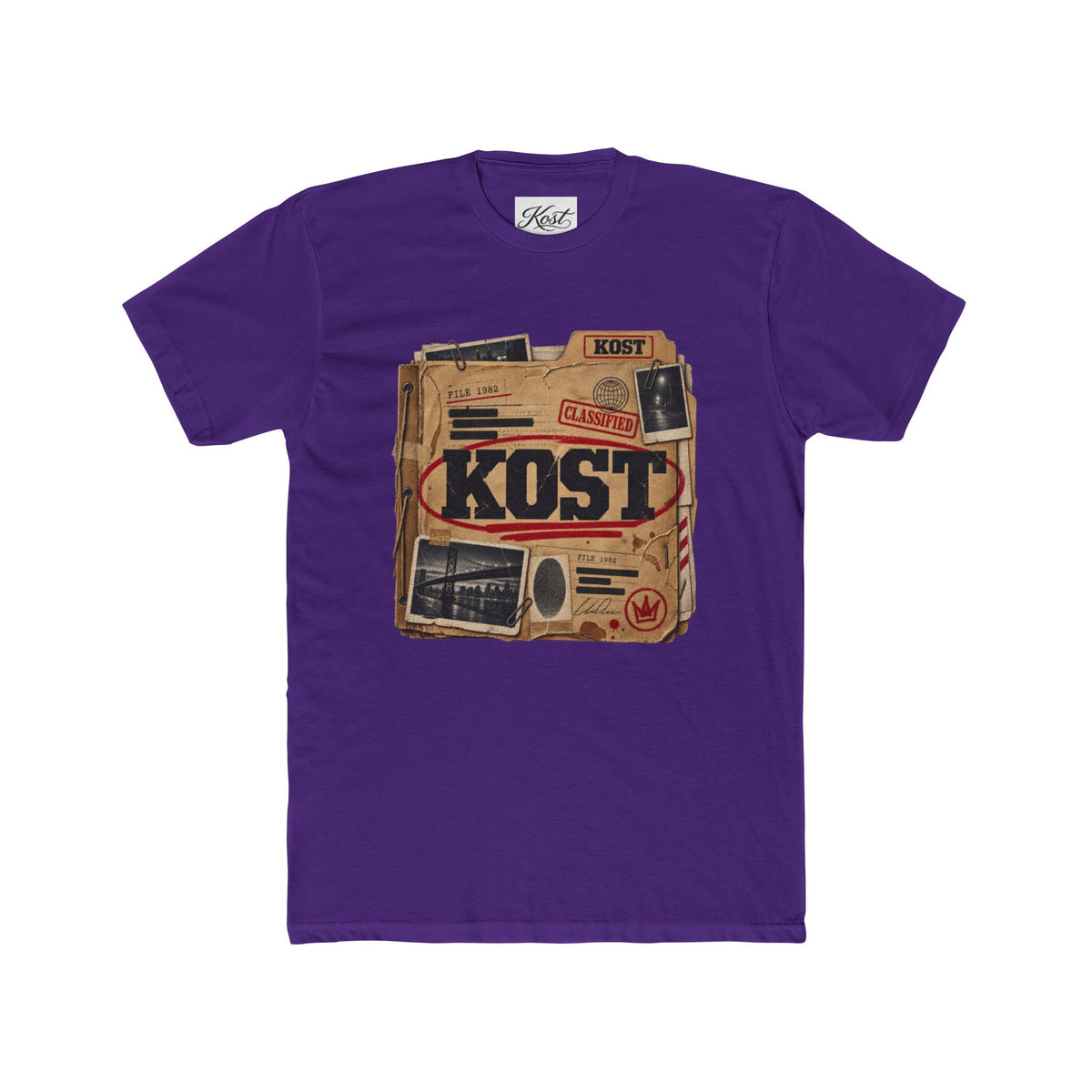 Vintage Radio Collage Tee — "KOST" Retro Music Graphic Shirt