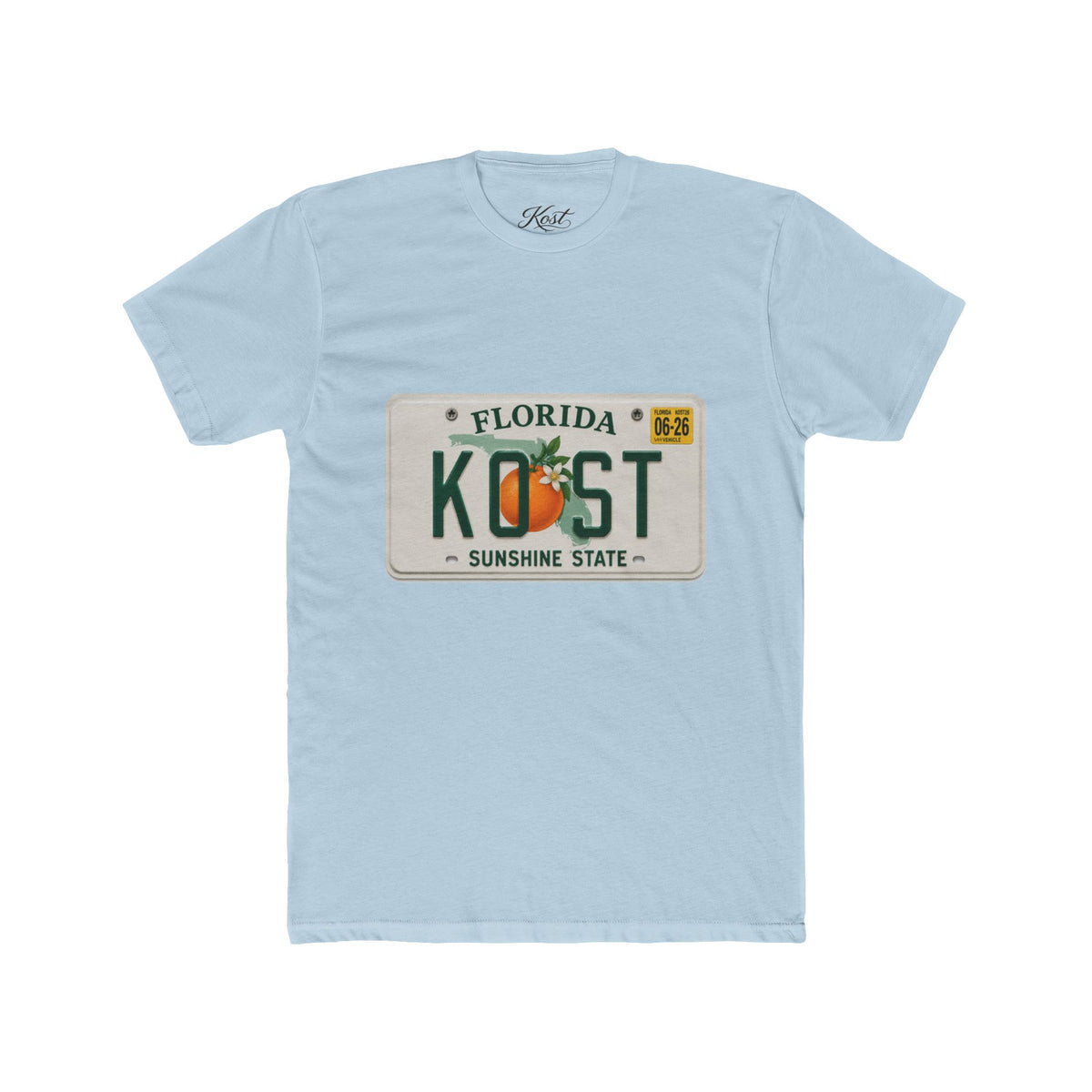 Florida License Plate Tee - 'KOST' Sunshine State Orange Design