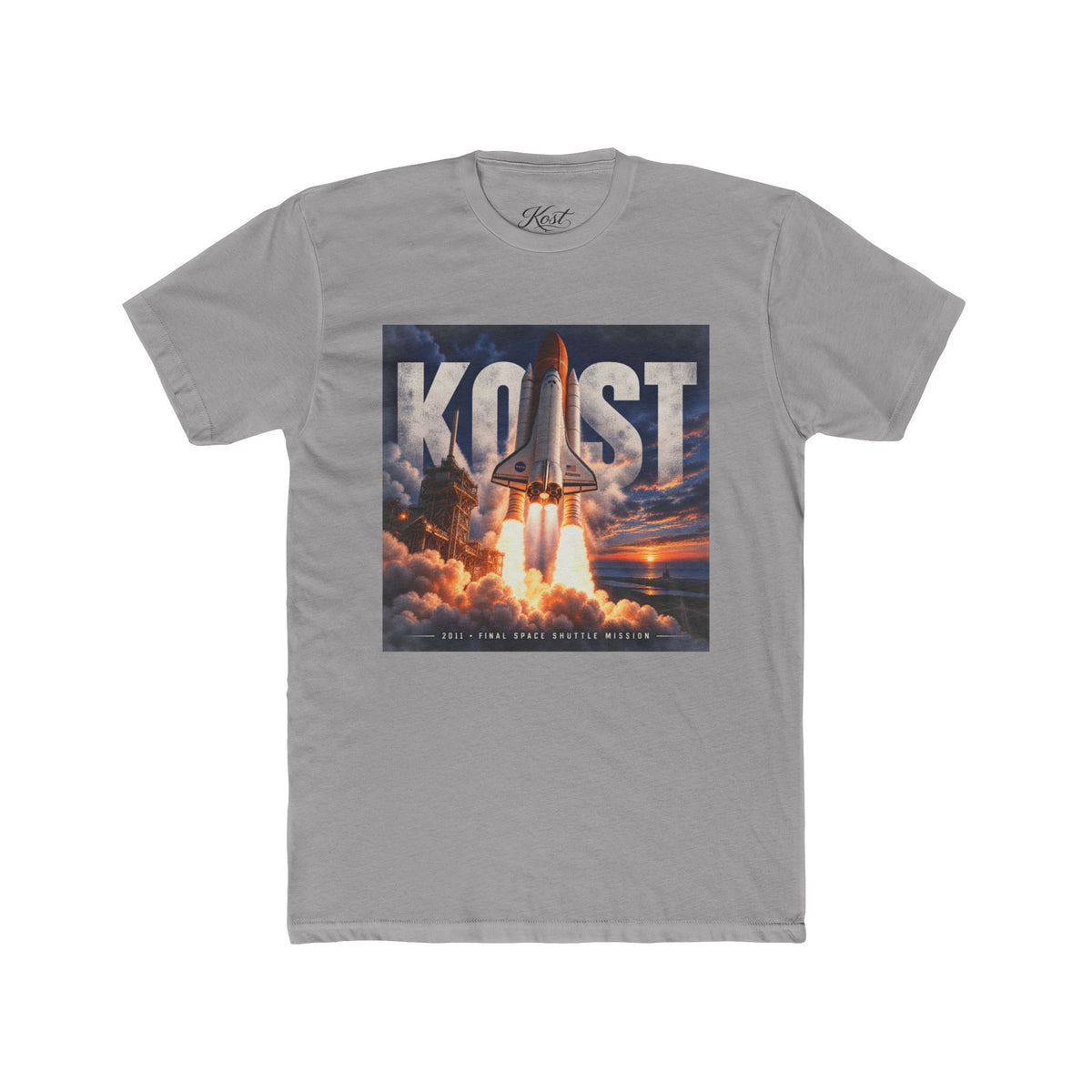Space Shuttle Launch Graphic Tee — 'KOST' Retro Rocket Crew Shirt