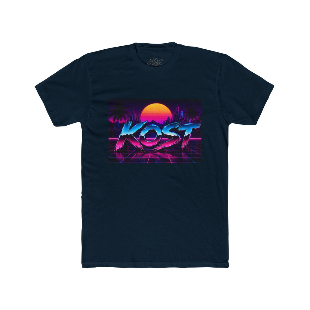 Retro Sunset "ROST" Graphic Tee — 80s Vaporwave Palm Beach T-Shirt