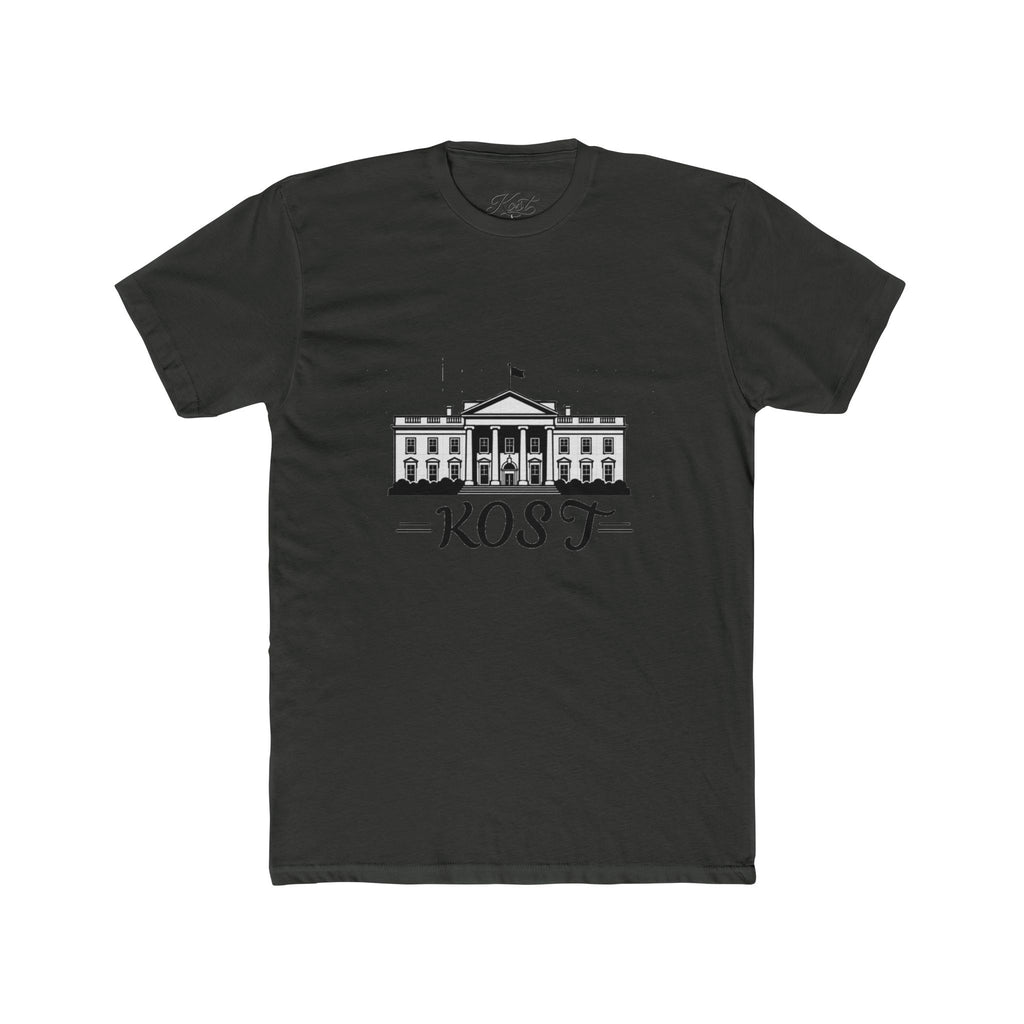 White Tee with Presidential Building Graphic & KOST Text