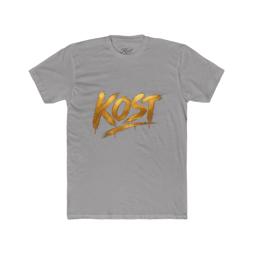 KOST Gold Script T‑Shirt — Streetwear Graphic Tee with Metallic Brush Lettering