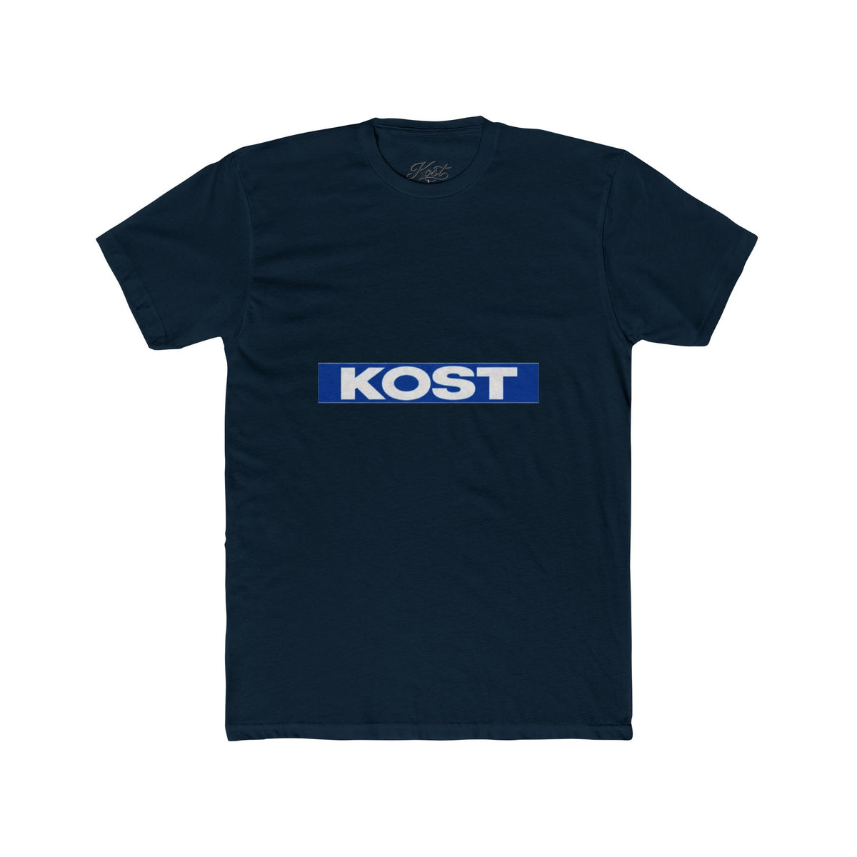 KOST Logo Tee — Retro Blue Box Graphic Cotton T‑Shirt