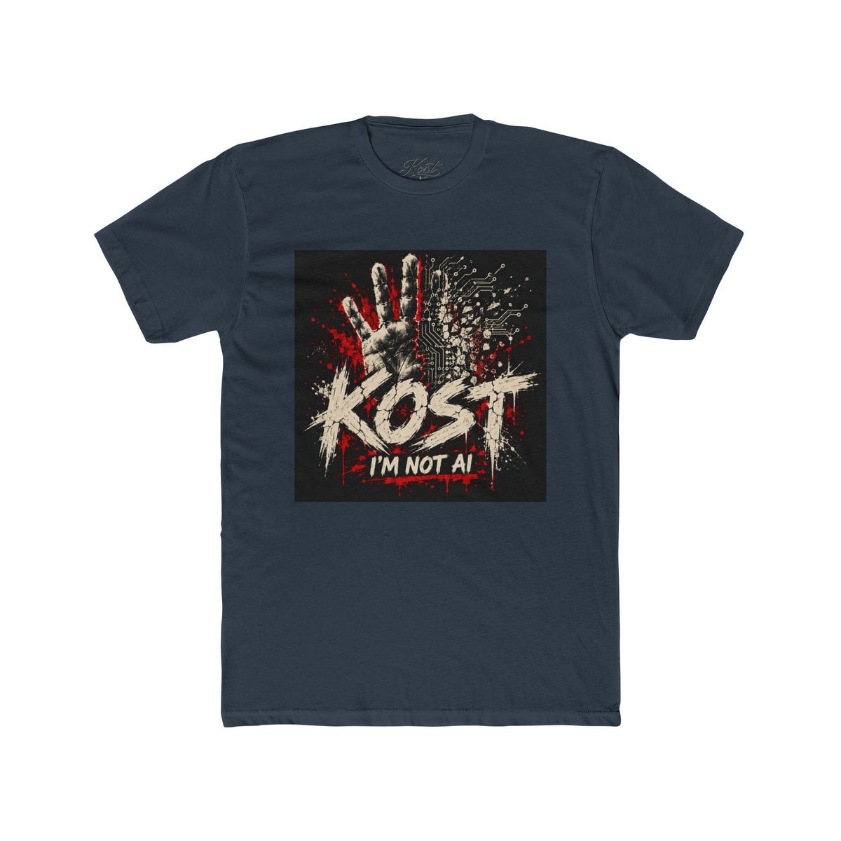 T-Shirt — KOST "I'm Not Al" Graphic Tee (Handprint Horror Design)