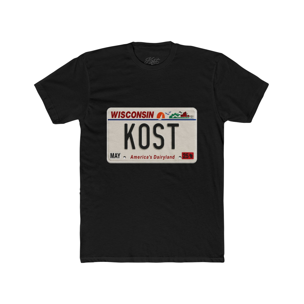 Wisconsin License Plate 'KOST' T‑Shirt — Retro America’s Dairyland Tee