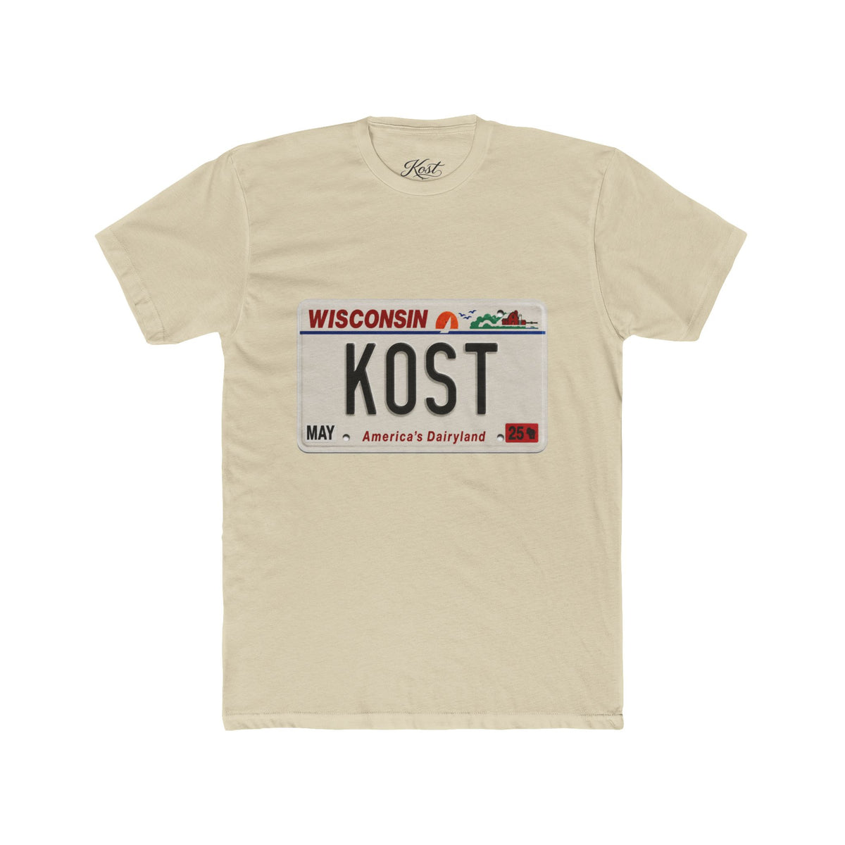 Wisconsin License Plate 'KOST' T‑Shirt — Retro America’s Dairyland Tee