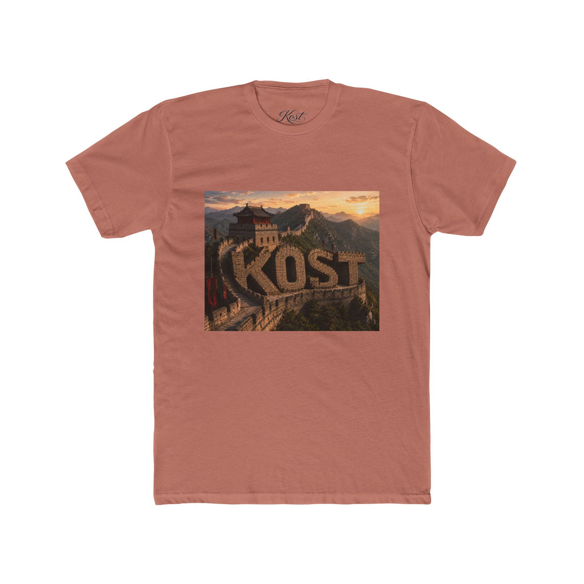 KOST Mountain Scenic Graphic Tee — Vintage Sunset Landscape T-Shirt