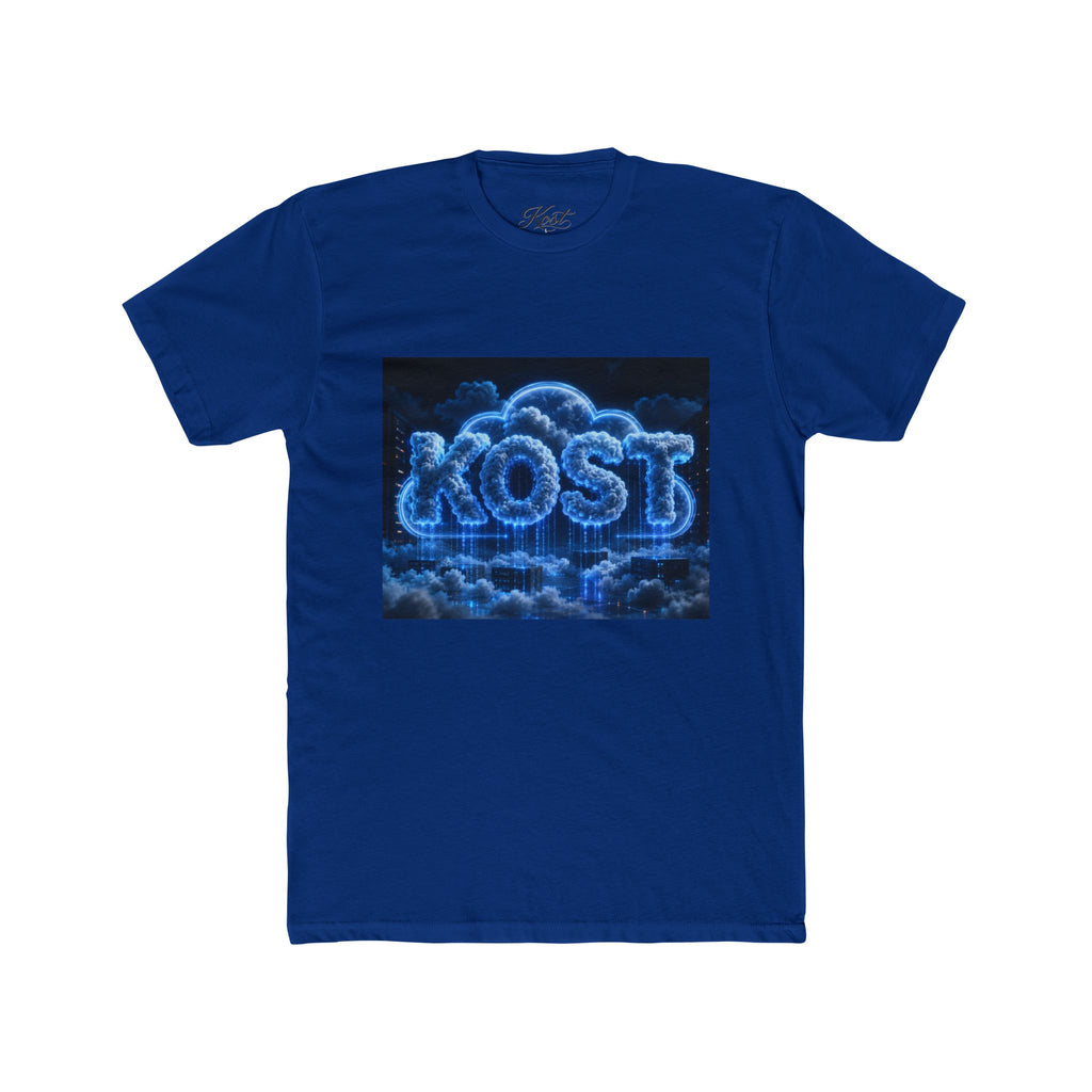 Cloud Glow T‑Shirt — 'KOST' Neon Blue Cloud Graphic Tee