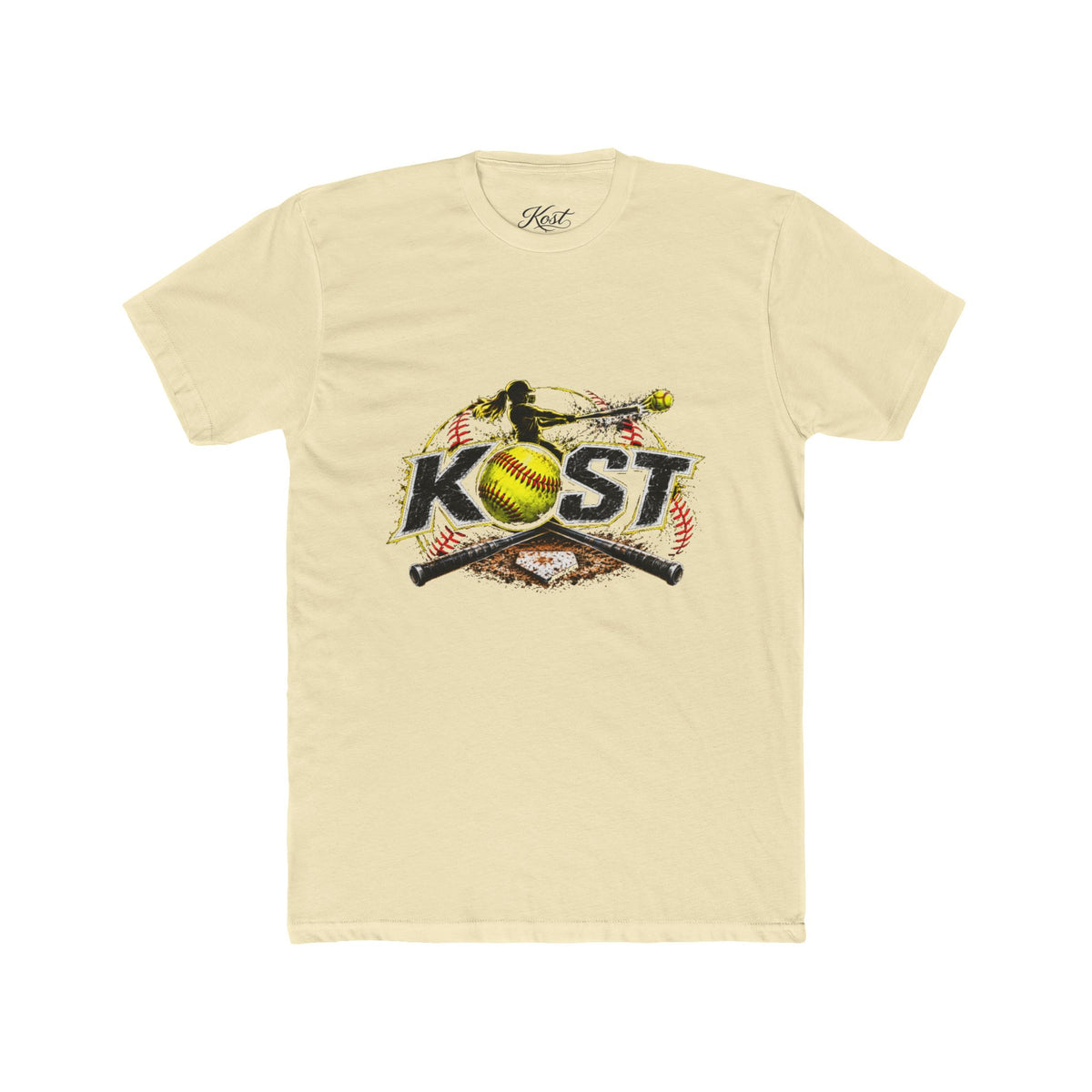 Softball Crossed Bats Tee — KOST Graphic Cotton Crew Shirt