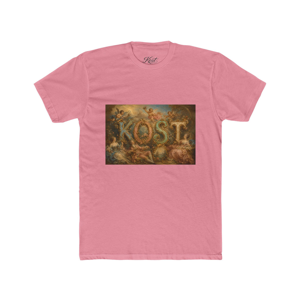KOST Vintage Baroque Text Tee — Ornate Floral Lettering Shirt