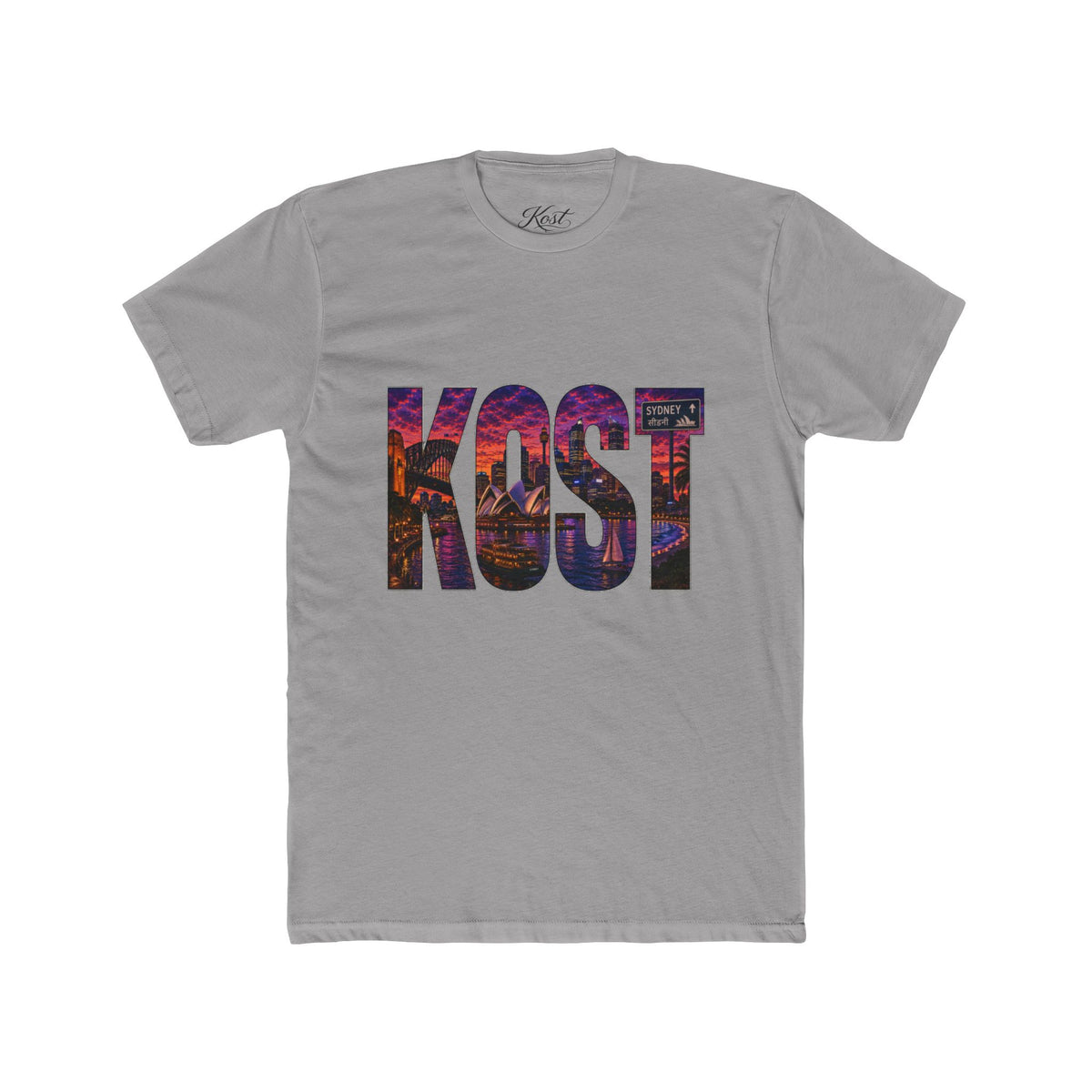 KOST Cityscape Graphic Tee — Vintage Sunset Logo Cotton T‑Shirt