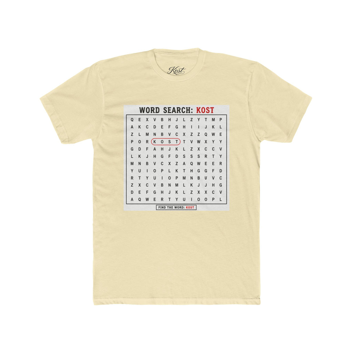 Word Search T‑Shirt — "Kost" Puzzle Graphic Tee