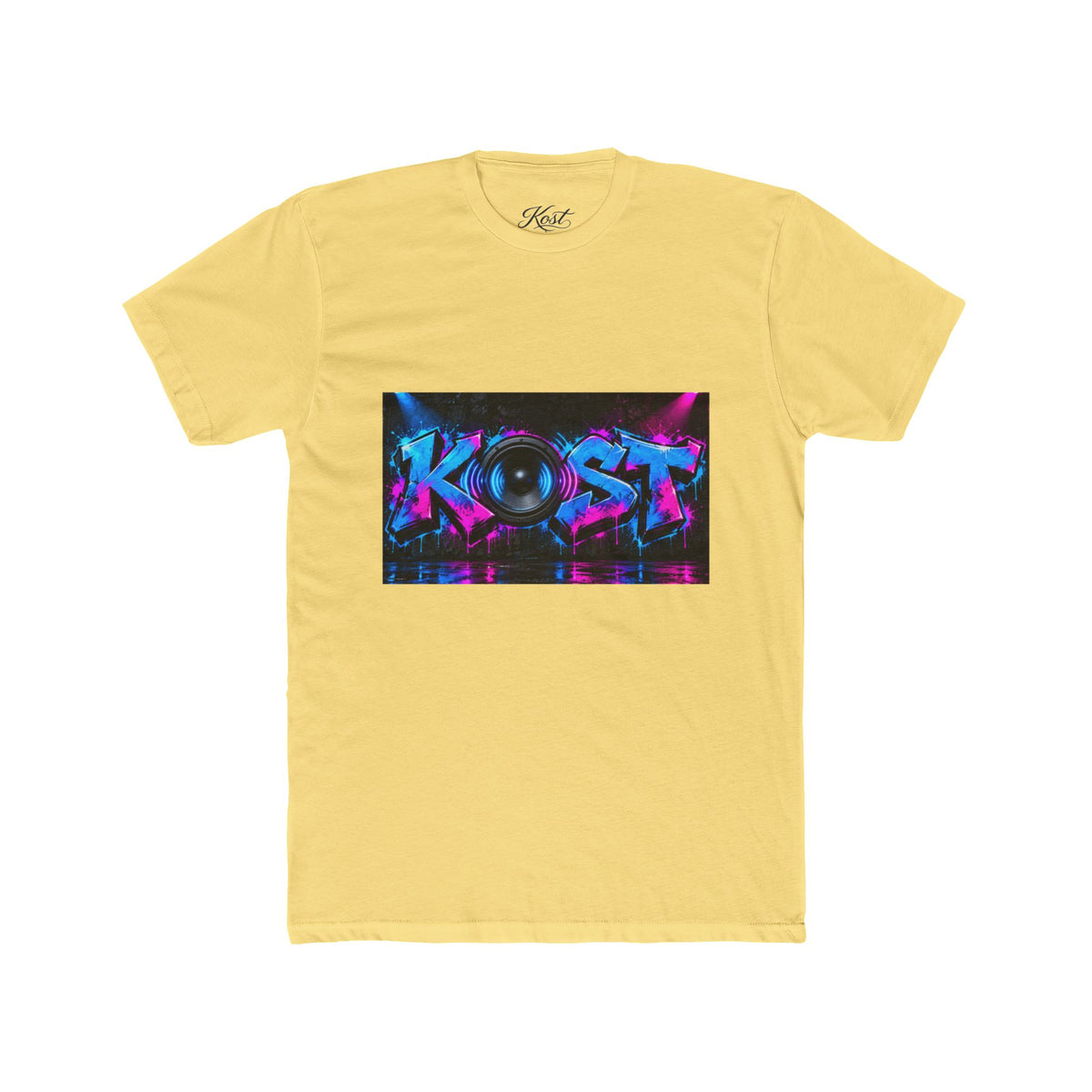 KOST Neon DJ Speaker Graphic T‑Shirt — Retro Vaporwave Music Tee