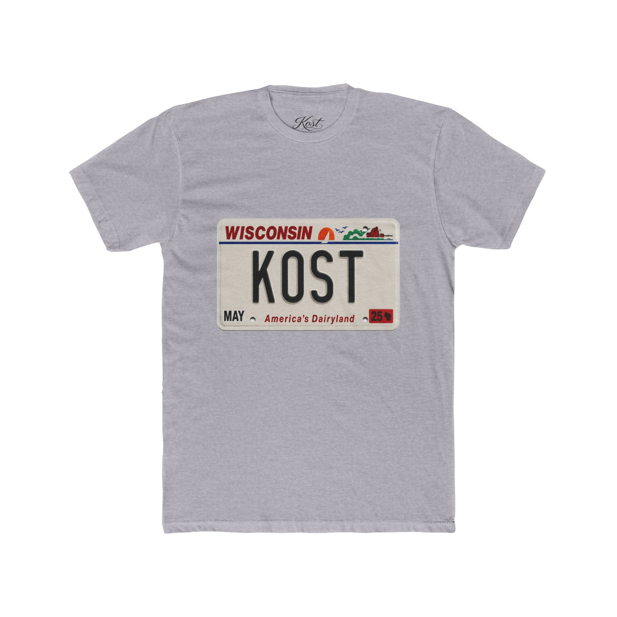 Wisconsin License Plate 'KOST' T‑Shirt — Retro America’s Dairyland Tee