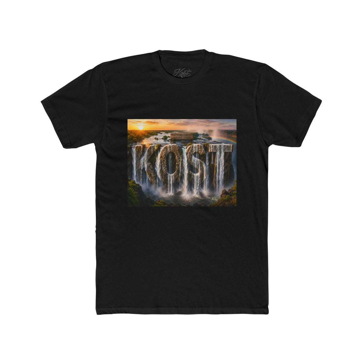 Coast Waterfall Graphic Tee — Scenic Sunset Nature T-Shirt
