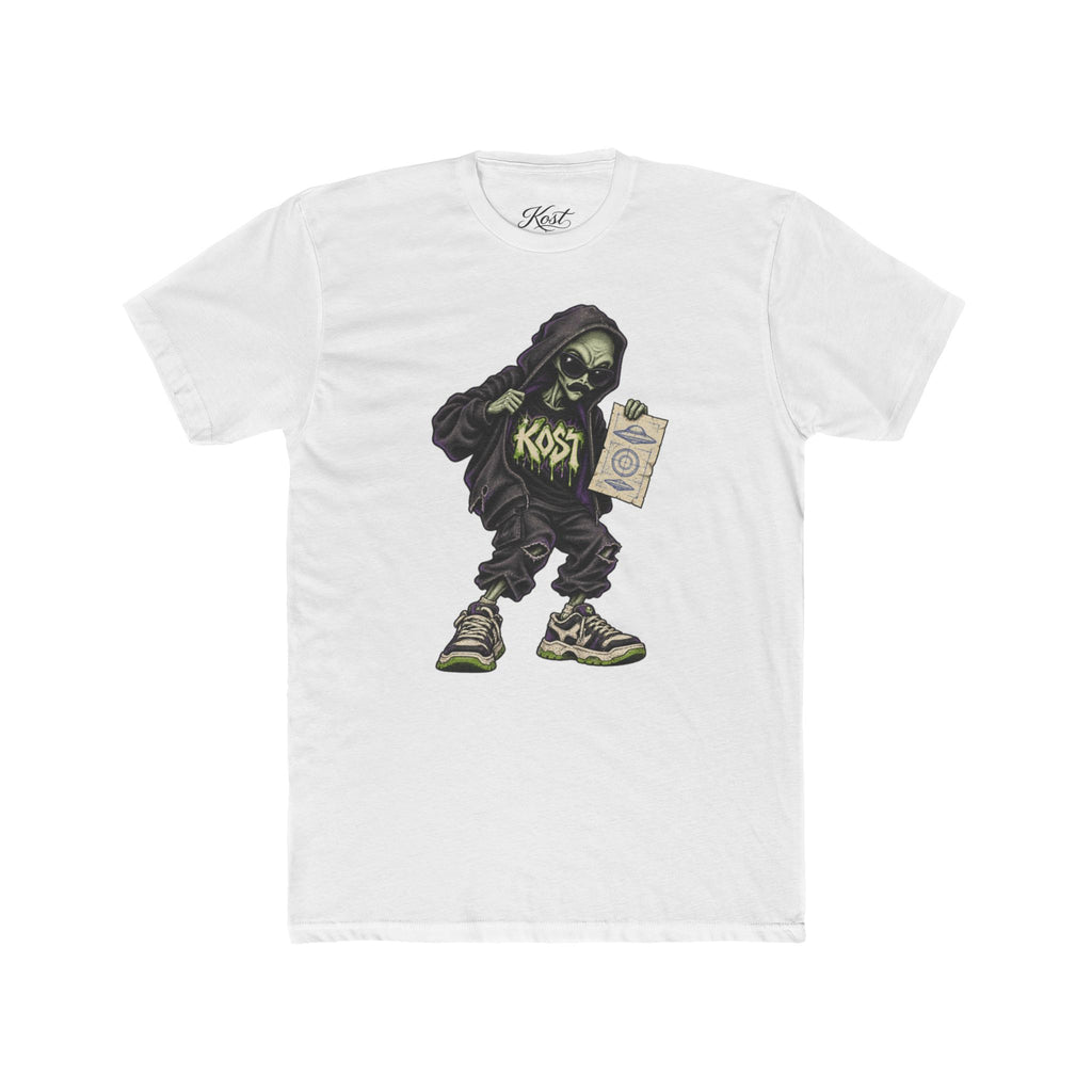 Skull Hood Crew Tee — Grunge Streetwear Graphic T-Shirt with 'Kost' Design