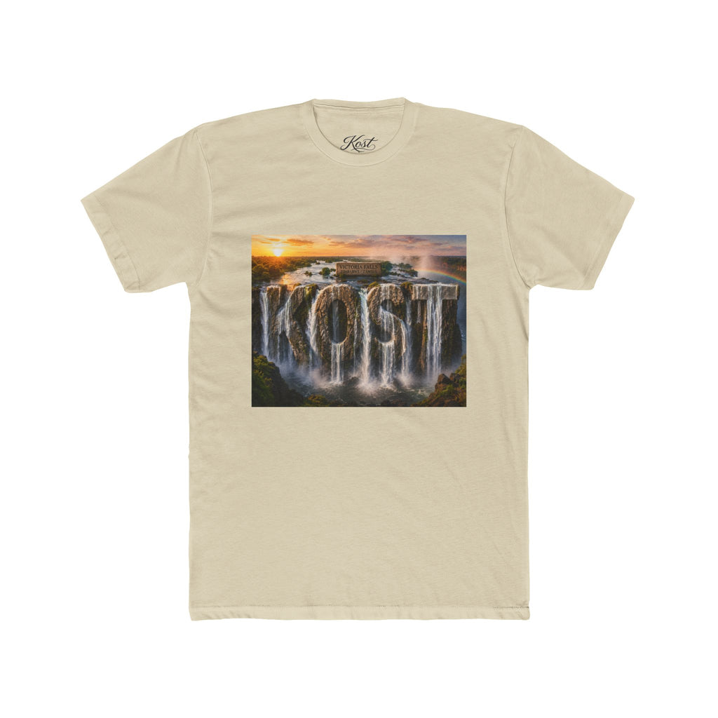 Coast Waterfall Graphic Tee — Scenic Sunset Nature T-Shirt