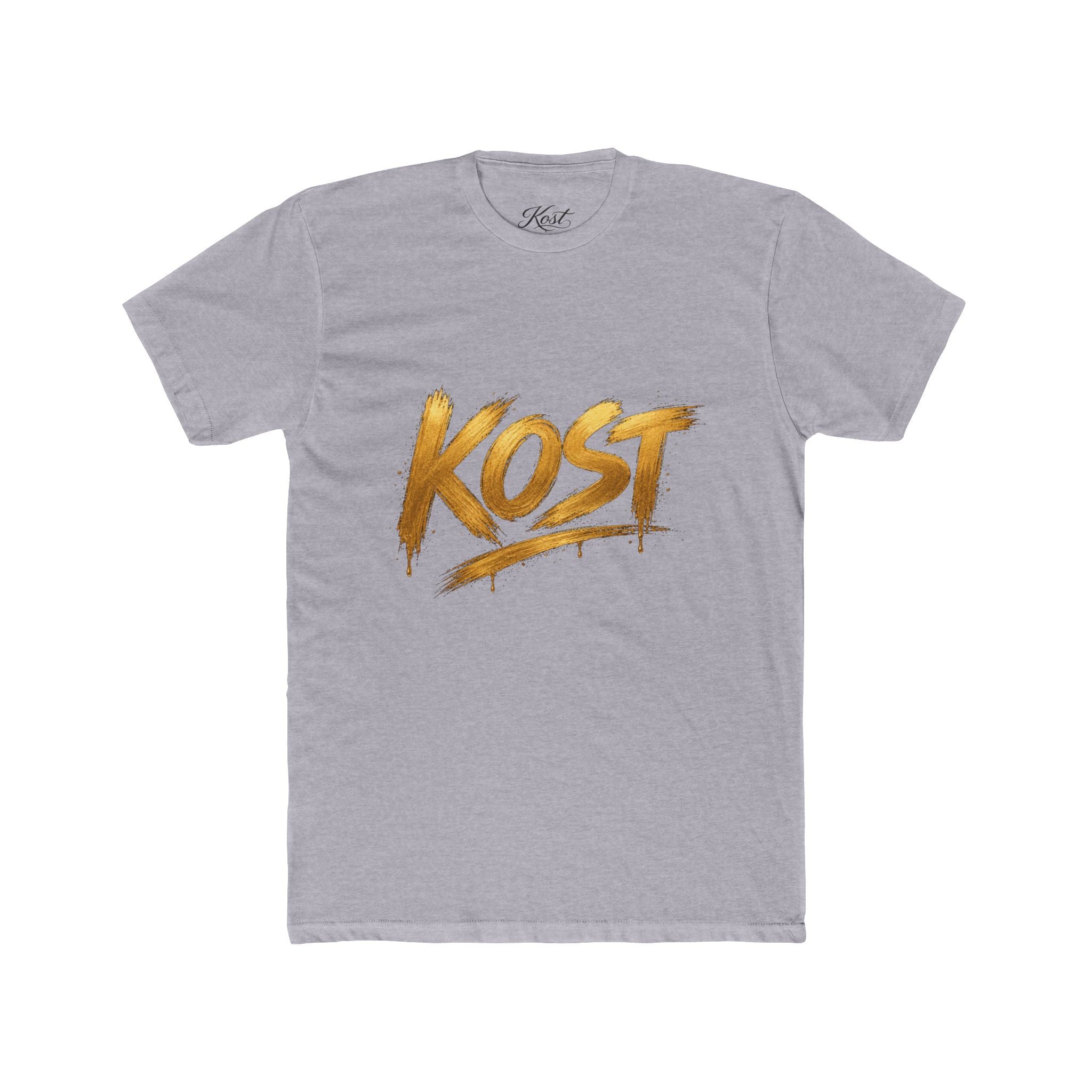 KOST Gold Script T‑Shirt — Streetwear Graphic Tee with Metallic Brush Lettering