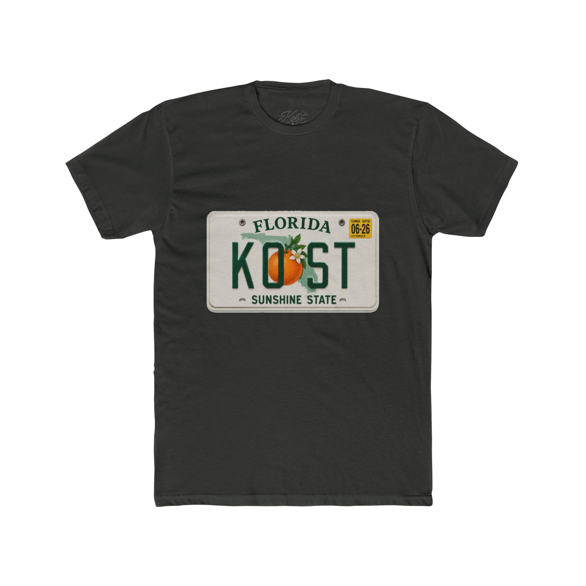 Florida License Plate Tee - 'KOST' Sunshine State Orange Design