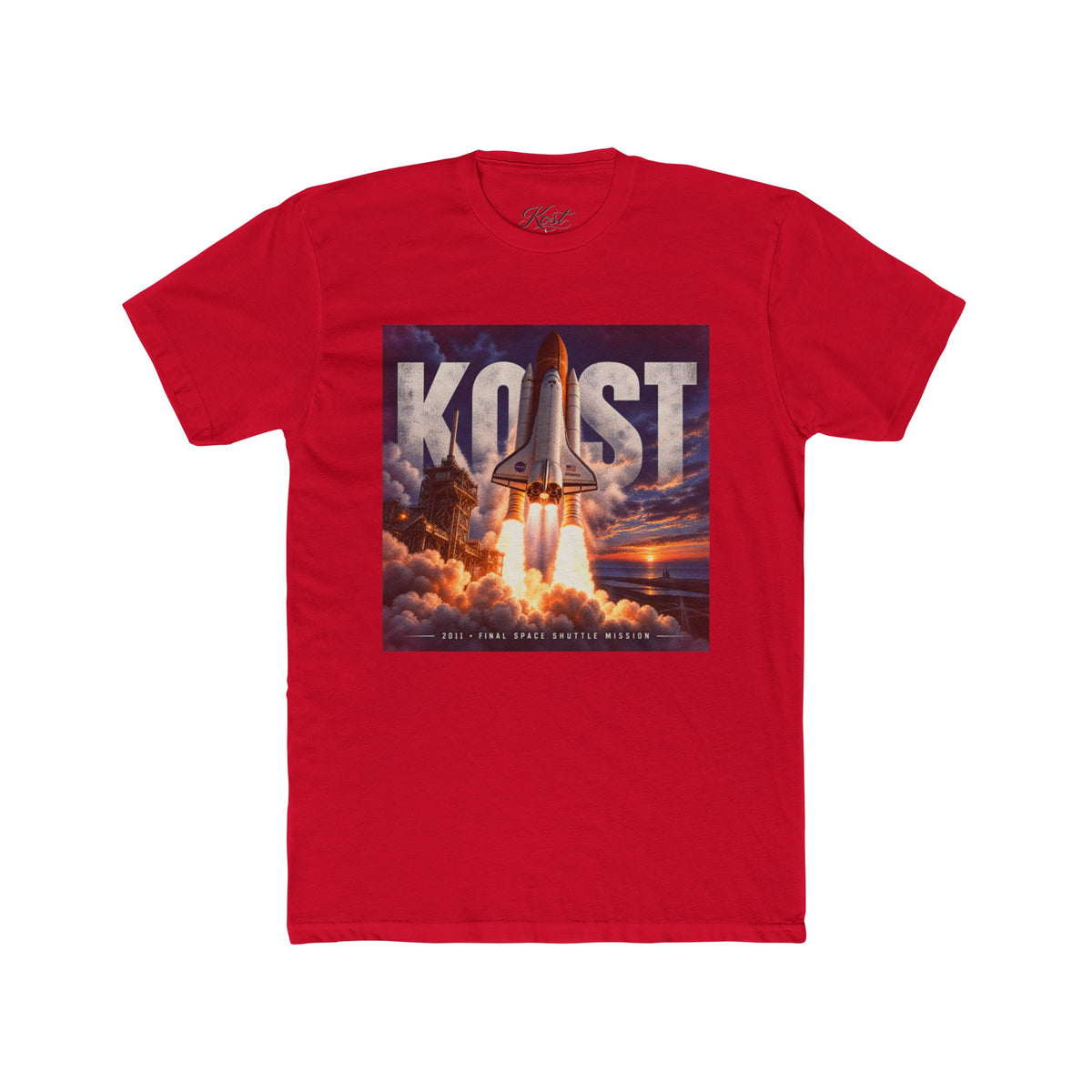 Space Shuttle Launch Graphic Tee — 'KOST' Retro Rocket Crew Shirt
