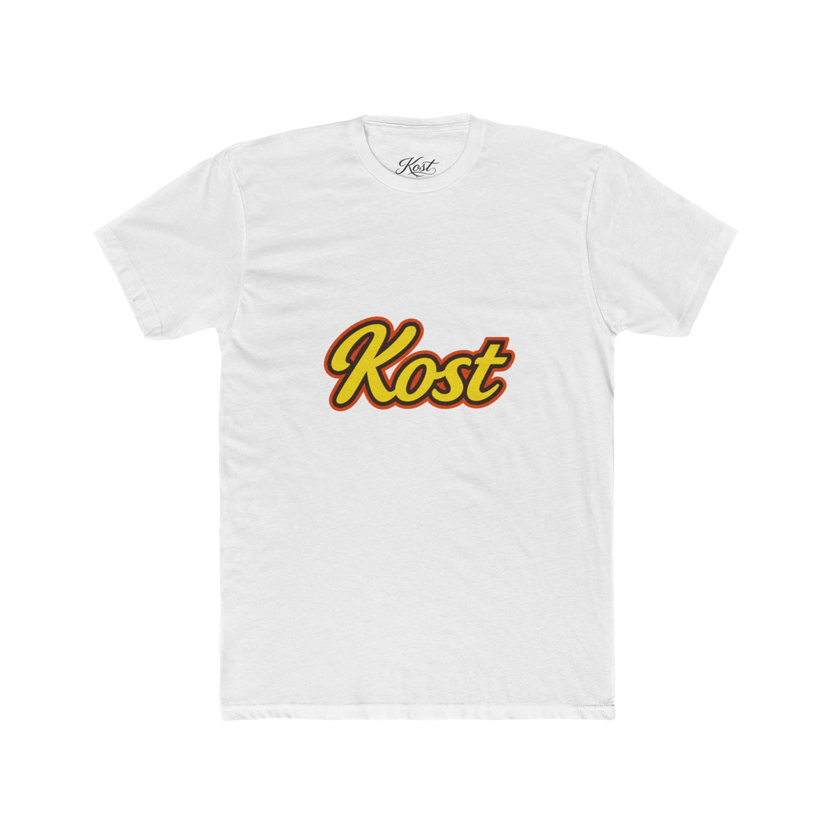 Kost Script T-Shirt — Retro Yellow & Red Logo Tee