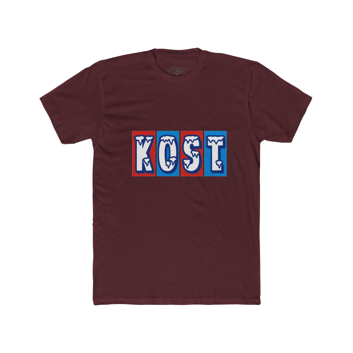 Kost Retro Block Letter Tee — Vintage Red & Blue Graphic T-Shirt