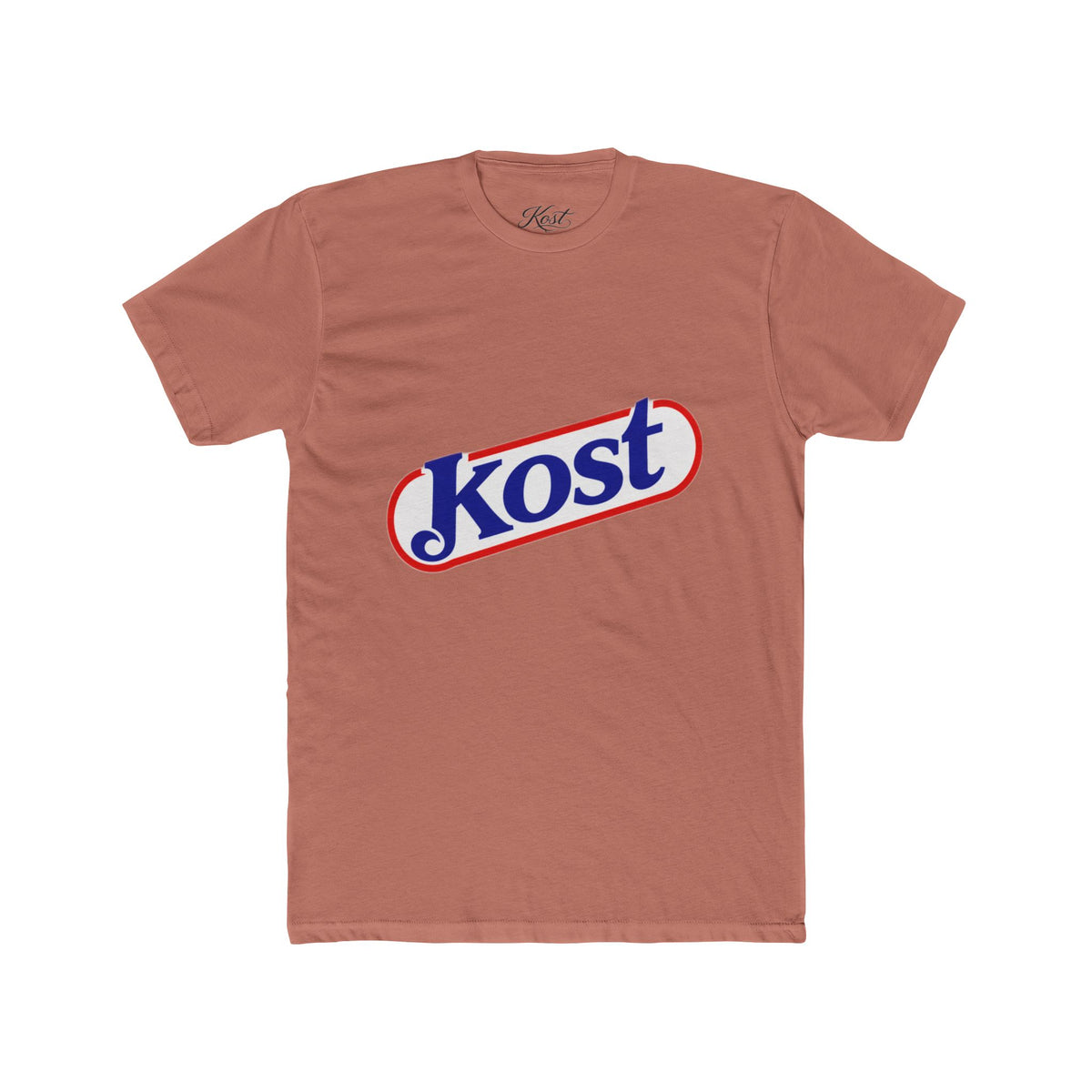 Kost Logo Tee — Retro Red & Blue Script T‑Shirt