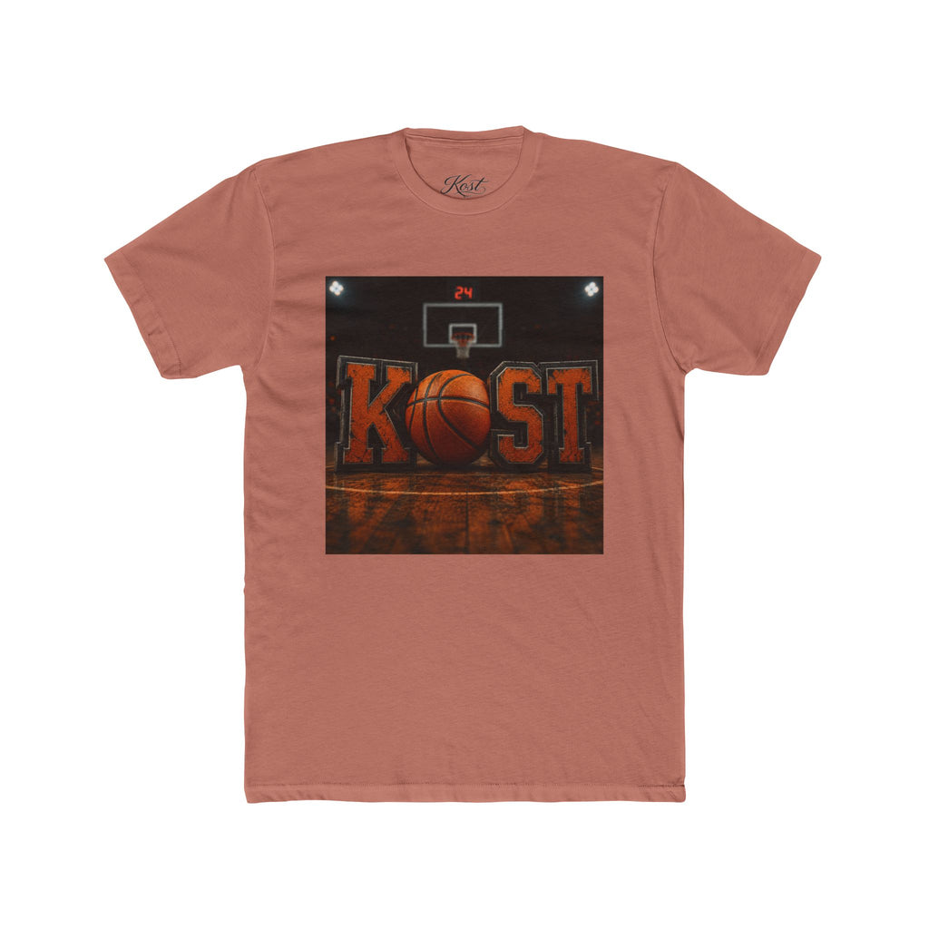 Basketball Court Graphic Tee — 'KOST' Logo with Basketball