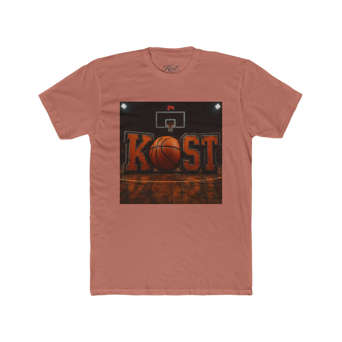 Basketball Court Graphic Tee — 'KOST' Logo with Basketball