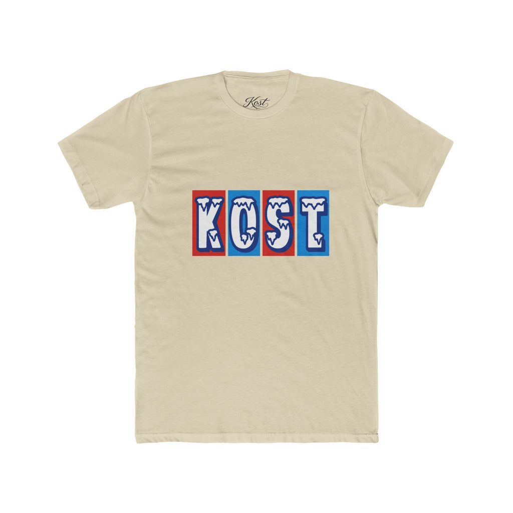 Kost Retro Block Letter Tee — Vintage Red & Blue Graphic T-Shirt