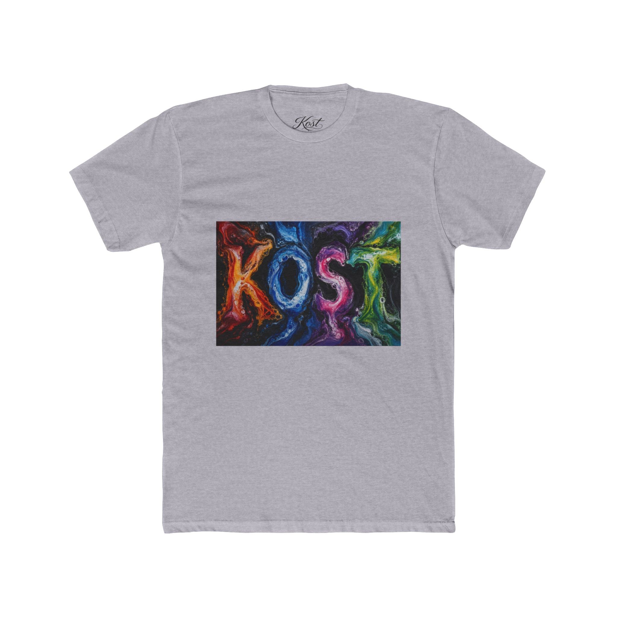 KOST Colorful Smoke Graphic Tee — Vibrant Abstract Lettering T-Shirt