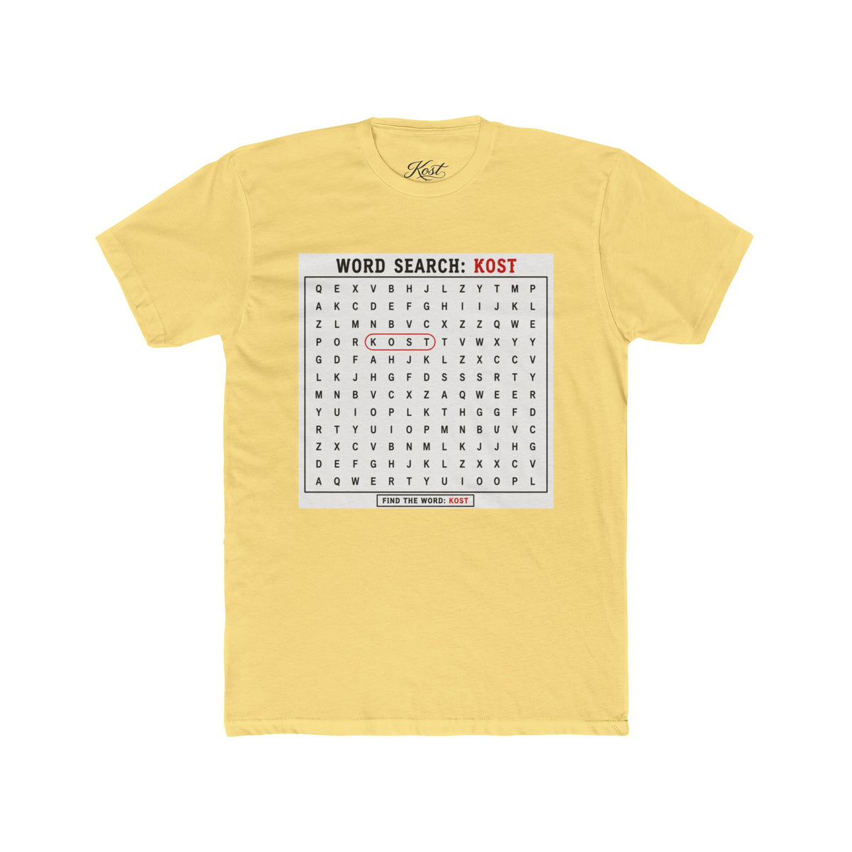 Word Search T‑Shirt — "Kost" Puzzle Graphic Tee