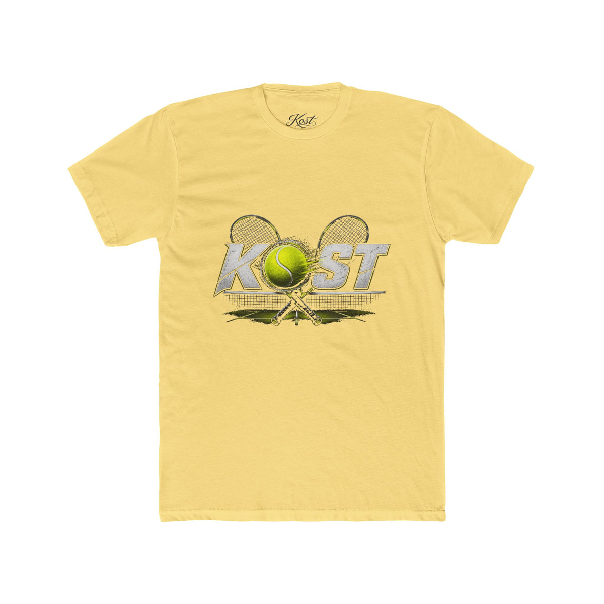 Tennis A-List Crew Tee — Retro Tennis Ball & Racket Graphic