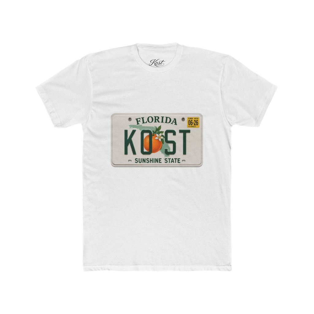 Florida License Plate Tee - 'KOST' Sunshine State Orange Design