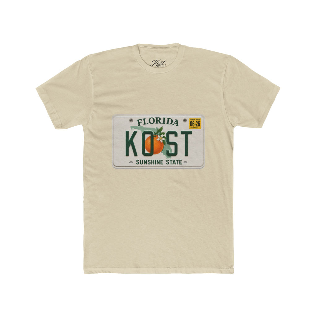 Florida License Plate Tee - 'KOST' Sunshine State Orange Design