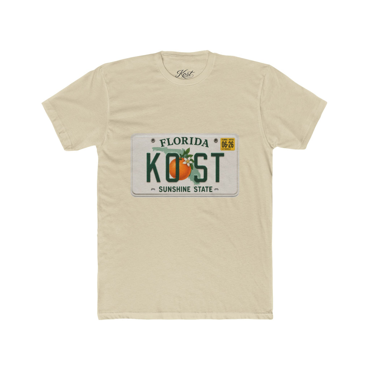 Florida License Plate Tee - 'KOST' Sunshine State Orange Design