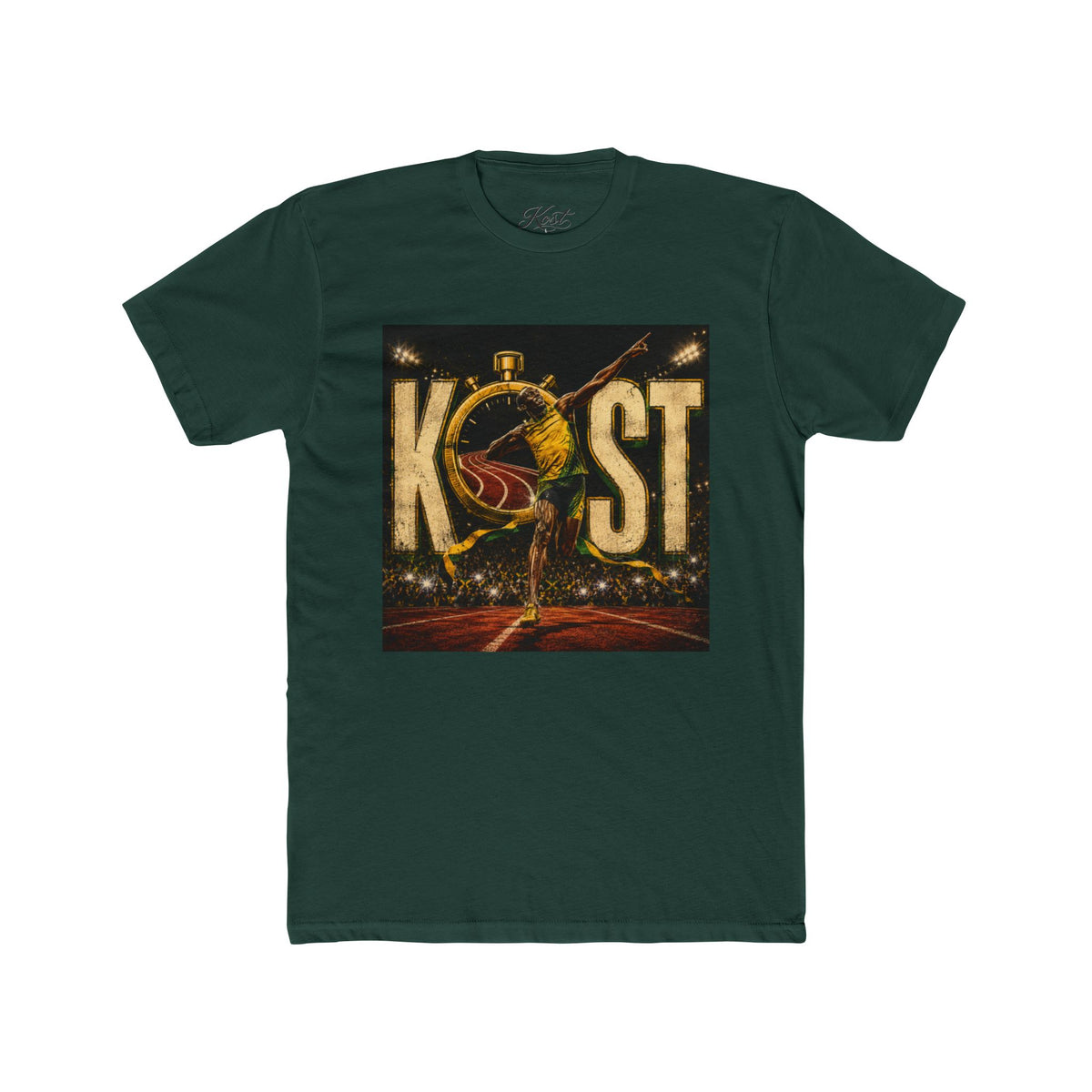 KOST Track Runner Graphic Tee — 'KOST' Stopwatch Running Design