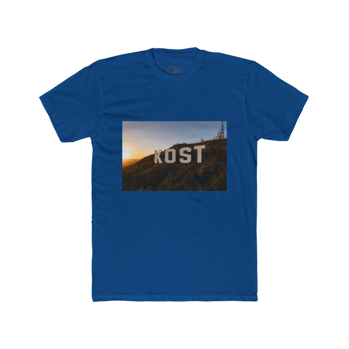 KOST Sunset Hollywood Sign Photo Tee — Vintage LA Skyline Graphic T-Shirt