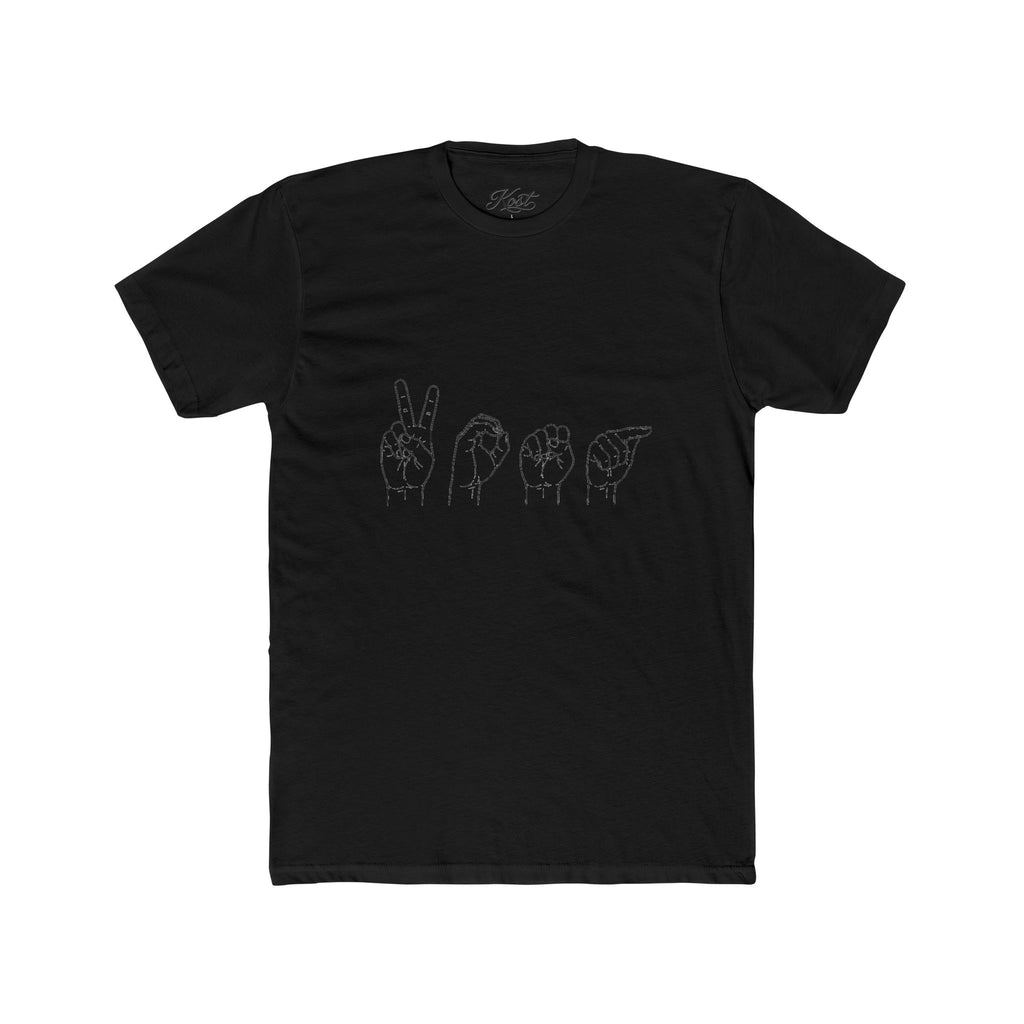 ASL Love Line Art Tee — "LOVE" Fingerspelling Cotton T‑Shirt