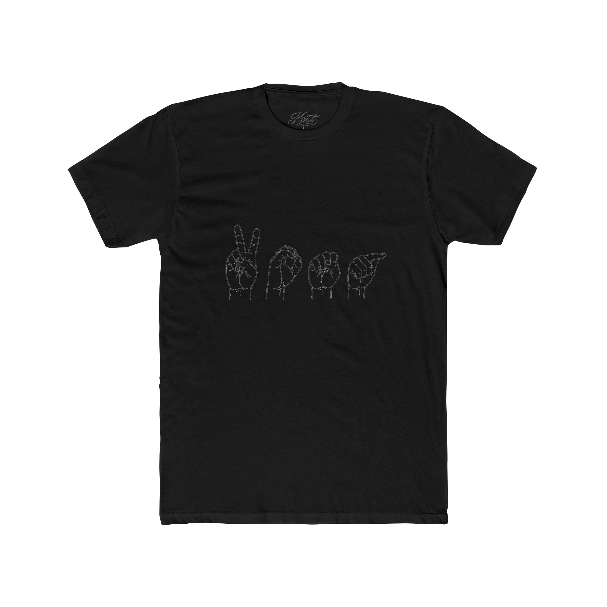 ASL Love Line Art Tee — "LOVE" Fingerspelling Cotton T‑Shirt